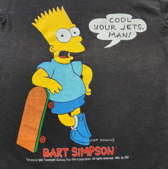 Vintage 90s Single Stitch Bart Simpson Cool Your Jets Graphic Tshirt Kids Sz 4 - Picture 4 of 5